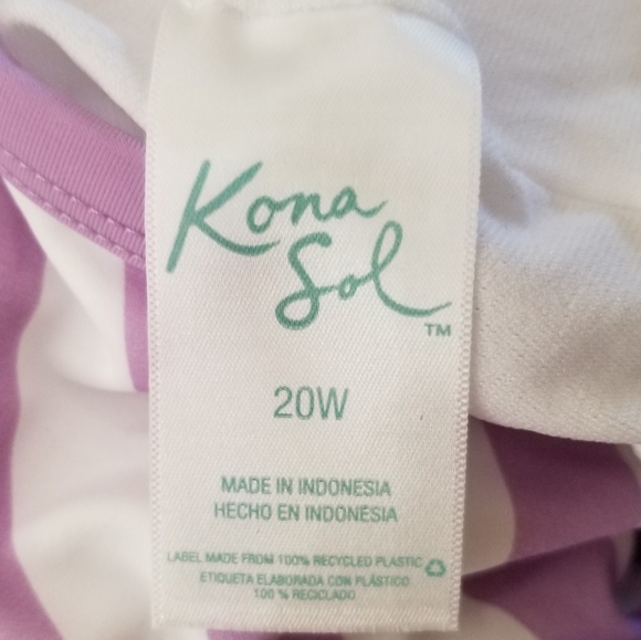NWOT Kona Sol Purple Stripes One Piece Swimsuit Size 20W - Picture 7 of 7